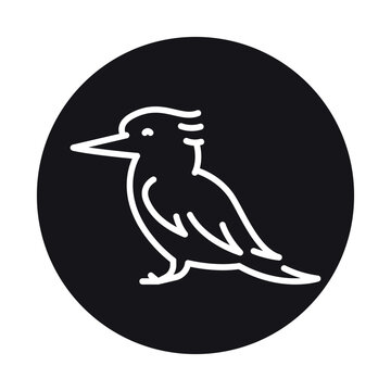 recommend clip art: Kookabarra black line illustration. Animals of Australia.