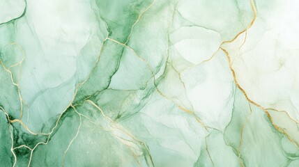 Abstract pastel green watercolor illustration with elegant gold marble lines creating a soft and calming background perfect for creative designs