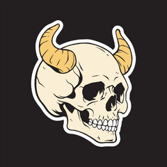 a skull with horns art illustration for stickers logo poster etc
