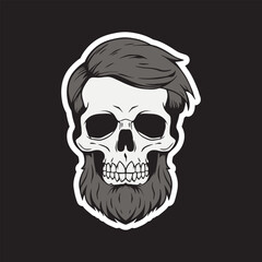 a skull with a beard art illustration for stickers logo poster etc
