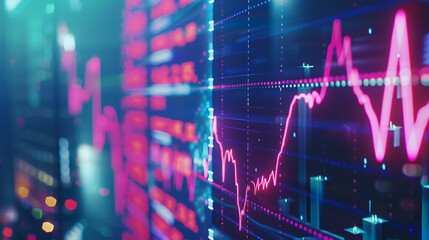 A Close-Up of a Digital Screen Displaying a Downward-Trending Line Graph, Symbolizing a Rate Cut in Financial Markets, Set Against a Blurred Background of Financial Charts and Numbers, Emphasizing the