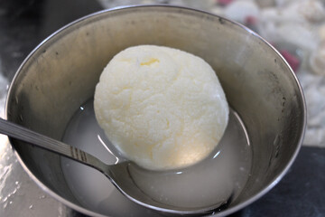 Sponge Rasgulla also known as Bengali rasgulla.