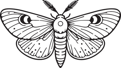 Wax Moth Bug simple outline vector illustration line art