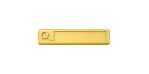 3D rendering, Close up yellow empty minimal search bar icon and symbol mock up, front view shot, isolated on white background. 