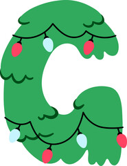 G Cartoon Christmas Tree Decor Festive Font