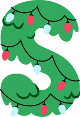S Cartoon Christmas Tree Decor Festive Font