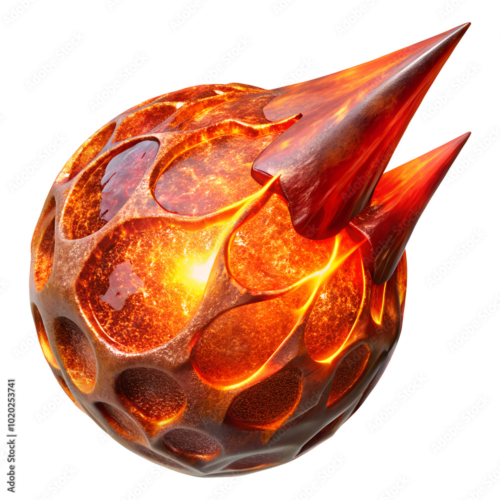 Wall mural a glowing meteor with a tail of red hot flames 3d render icons in cartoon plastic style minimal isol