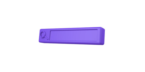 3D rendering, Close up purple empty minimal search bar icon and symbol mock up, side view shot, isolated on white background. 