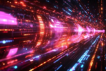 Naklejka premium Quantum Superposition of Data, Quantum Computing in Digital Ecosystems