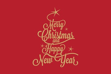 Merry Christmas and Happy New Year large postcard with calligraphic text