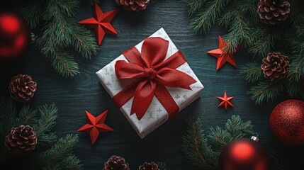 The Gift on Wooden Background