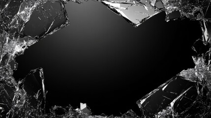 Shattered Glass Frame with Black Background