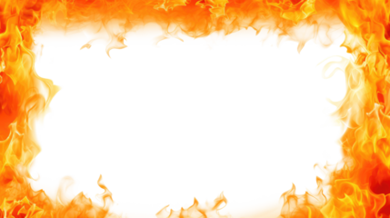fire frame border isolated on white or transparent png