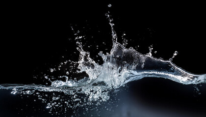 High-speed photograph of water splashing against a black background