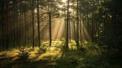 Sunbeams Through the Forest