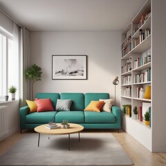 modern small compact apartment living room interior