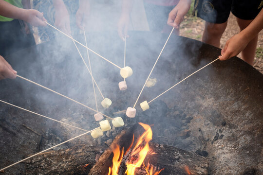ambiance feux de camp, chamallows guimauve, 