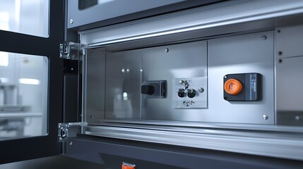 Fototapeta premium 18. A close-up of safety features in a modern fume hood
