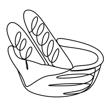 recommend clip art: Baguette bread continuous line art drawing 