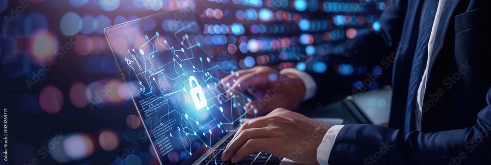 Aufkleber a cyber security professional actively engages in securing sensitive information through advanced da