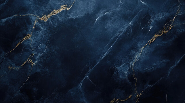 Elegant dark navy marble texture with luxurious gold veins
