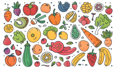 vegetable and fruits photo or illustrator on white background