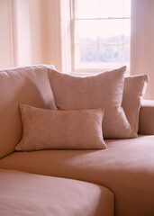 Cushions On A Sofa In an English Country House