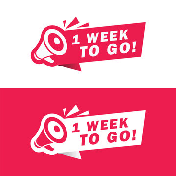 one week to go banner label vector design