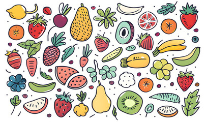 vegetable and fruits photo or illustrator on white background