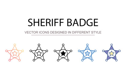 Sheriff Badge icon design with white background stock illustration