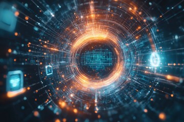 Fototapeta premium The Quantum Gateway, Quantum Computing in Digital Ecosystems