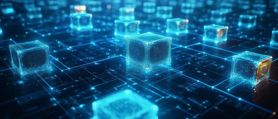 Fototapeta premium Quantum Computing Grid, Quantum Computing in Digital Ecosystems