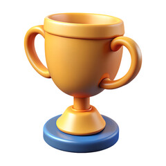 Stylish cartoon trophy cup on a blue base on white background
