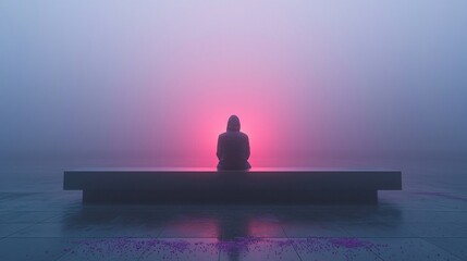 A serene and minimalist depiction of solitude, emphasizing mental health awareness. Perfect for campaigns on Mental Health Day or promoting emotional well-being.
