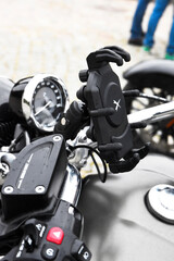 Fototapeta premium Motorcycle Handlebar Phone Holder