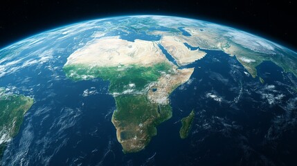 Earth with Africa and Surrounding Continents Visible