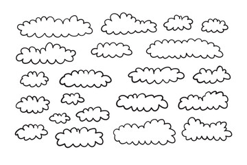 Doodle line cloud hand drawn in the sky