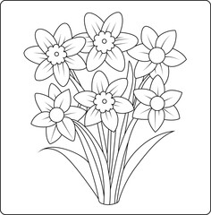  Daffodil Bouquet Flower Coloring Pages for Springtime Creativity