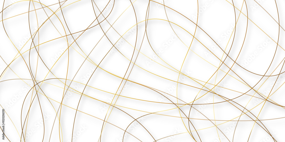 Poster White abstract background with golden diagonal lines and shadows. modern random pattern line stroke transparent background. Simple gold scribble line backdrop Minimal style website banner design.	