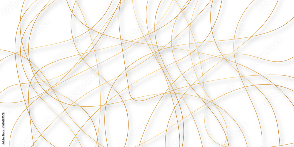 Leinwandbilder White abstract background with golden diagonal lines and shadows. modern random pattern line stroke transparent background. Simple gold scribble line backdrop Minimal style website banner design.	