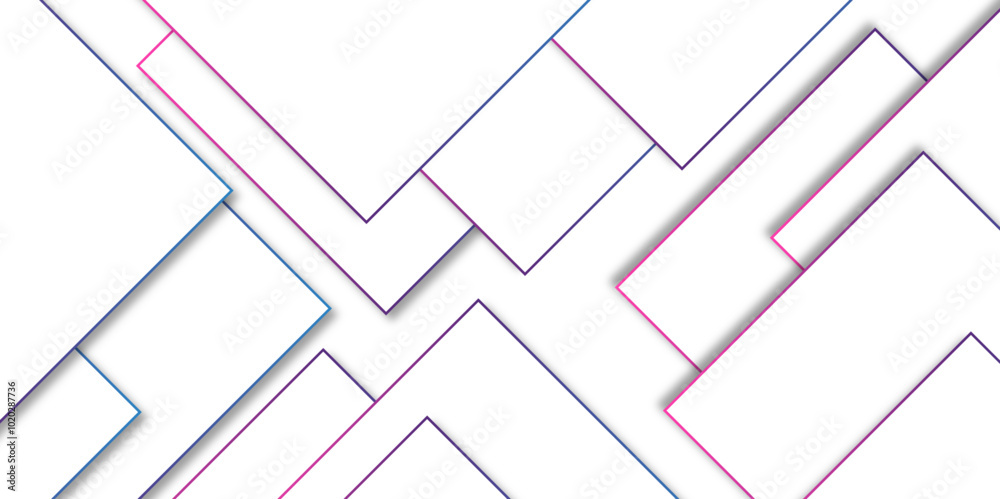 Aufkleber Modern minimal square shape background colorful stoke. abstract futuristic architecture concept with digital geometric grey line for wallpaper, presentation background design, vector illustration..