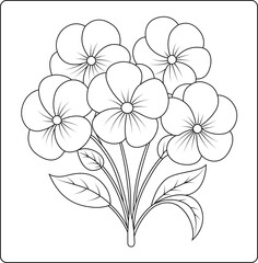 Pansy Bouquet Flower Coloring Pages for Artistic Relaxation