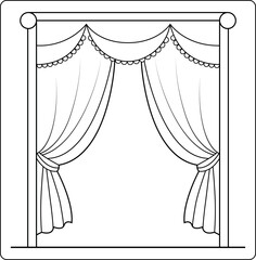 Thick Curtain Hygge Coloring Pages for Cozy and Calm Moments