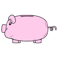 piggy bank illustration hand drawn isolated vector