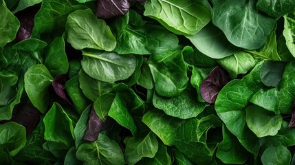 A vibrant, fresh mix of green and purple leafy salad greens, capturing the essence of freshness and healthy eating, perfect for food-related projects.