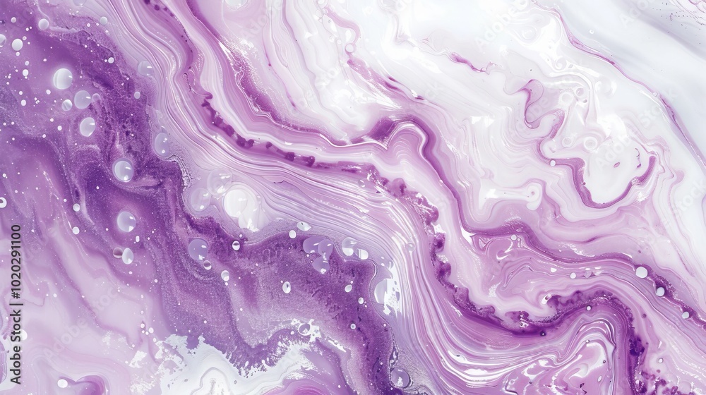 Poster Abstract marble background with lavender and white pattern. Liquid marble texture