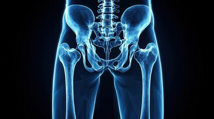 Frontal view of a hip X-ray