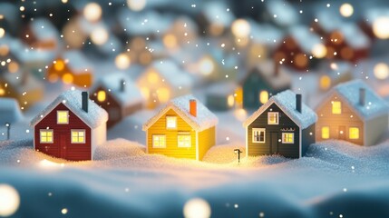 Fototapeta premium The Cozy Houses in Snow