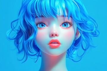 Obraz premium 3D Anime Girl, Vibrant and artistic design Background Wallpaper
