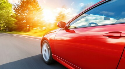 Close-up of a racing car on track during sunset motion blur capturing speed and intensity of the moment dynamic sports and automotive theme